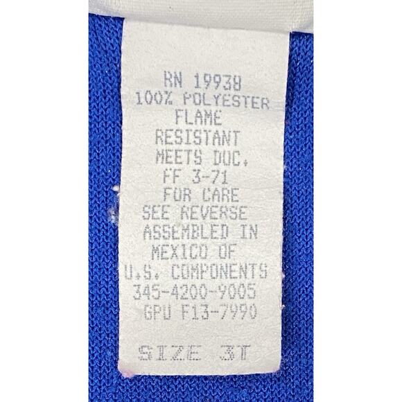 Vintage Barney Dinosaur Footed Zip Up Pajamas 90's Football 3T Lyons Group Flaws - Picture 4 of 13